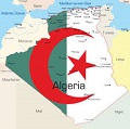 carta geografica con colori bandiera sopra al territorio algerino