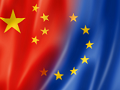 bandiere della Repubblica cinese e dell'Europa