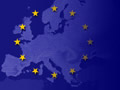 bandiera dell'Europa con sullo sfondo i territori