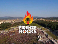 veduta aerea del Visarno sovrastata dal logo di Firenze Rock